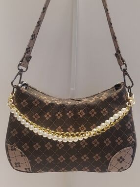 Handmade Brown And Tan Textured Mini Shoulder Bag.